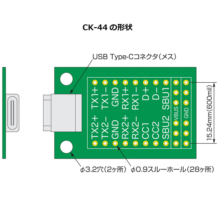 写真：USB用変換基板（USB　Type-C／メス）（CK-44）：