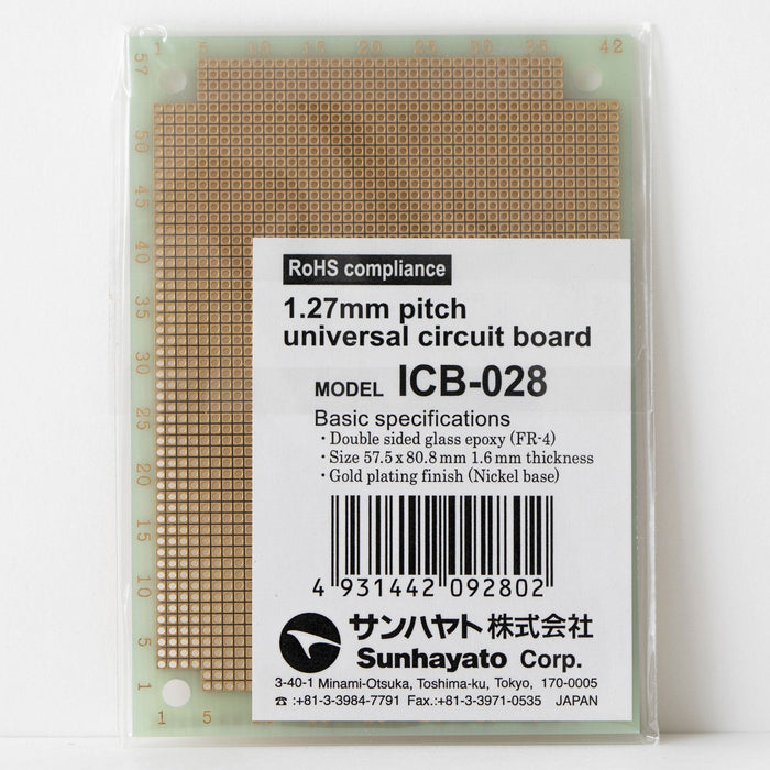 写真：1.27mmピッチ基板（ガラスエポキシ両面／57.5×80×1.6t）（ICB-028）：商品外観
