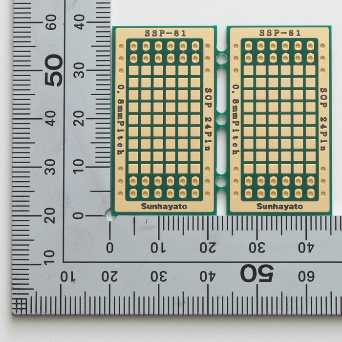 写真：SOP IC変換基板（0.8mmピッチ／Max.24ピン）（SSP-81）：はんだ面