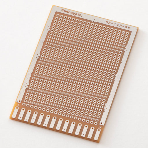 写真：※在庫限り※端子付きユニバーサル基板（紙フェノール片面／57×90×1.6t）（UK-14P-68）：本体外観