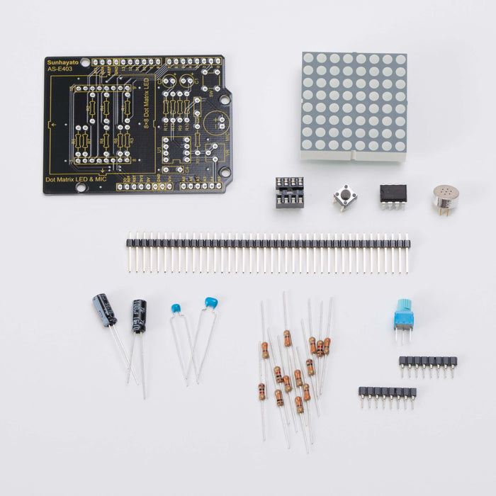 写真：※在庫限り※Arduino用ドットマトリクスLED&マイクシールド作成キット（AS-E403）：