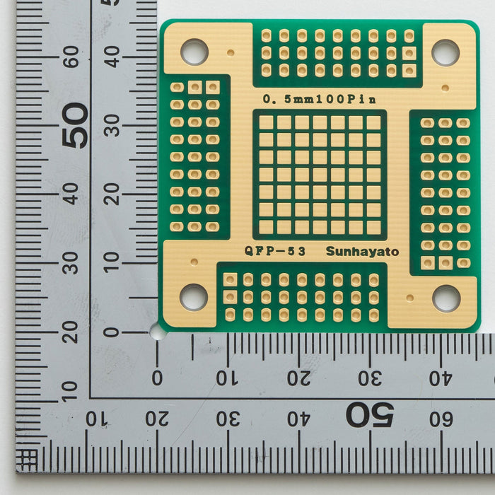 写真：QFP IC変換基板（0.5mmピッチ／36～100ピン）（QFP-53）：はんだ面