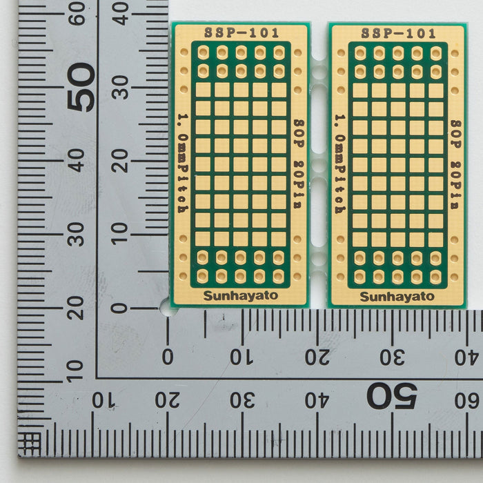 写真：SOP IC変換基板（1.0mmピッチ／Max.20ピン）（SSP-101）：はんだ面